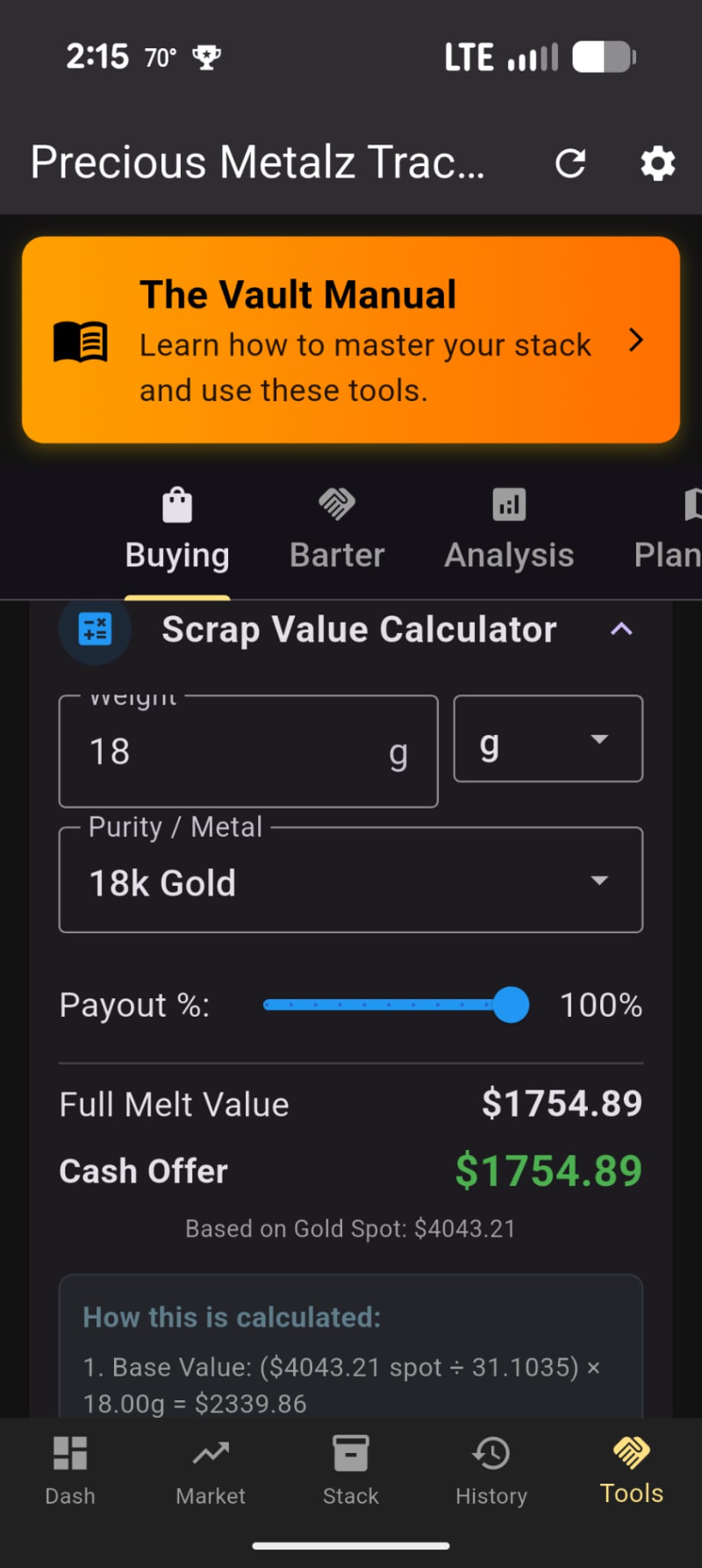 Precious Metalz Scrap Value Calculator